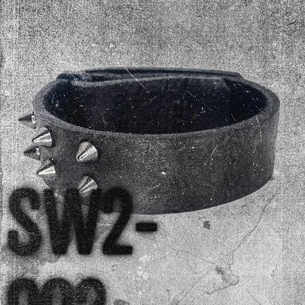 SW2-002 / Brown Leather 2-Ring Spiked Bracelet