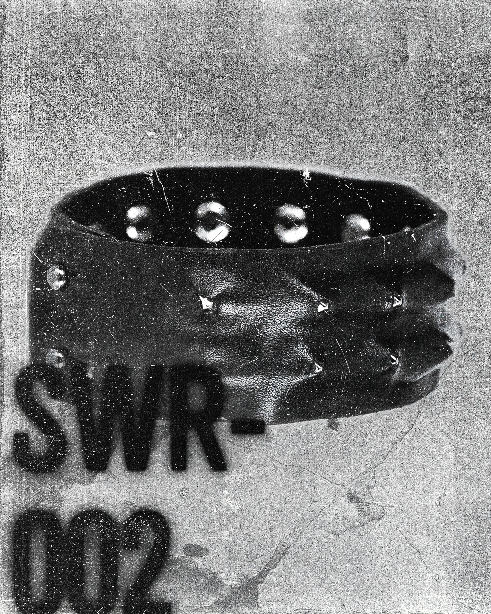 SWR-002 / Exposed Leather Spiked Bracelet