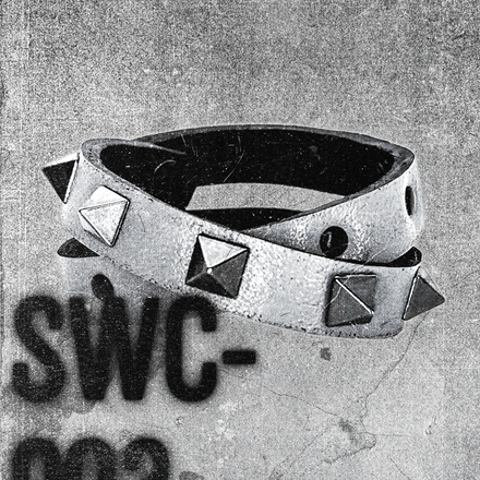 SWC-003 / White Leather Cross Wrap Studded Bracelet