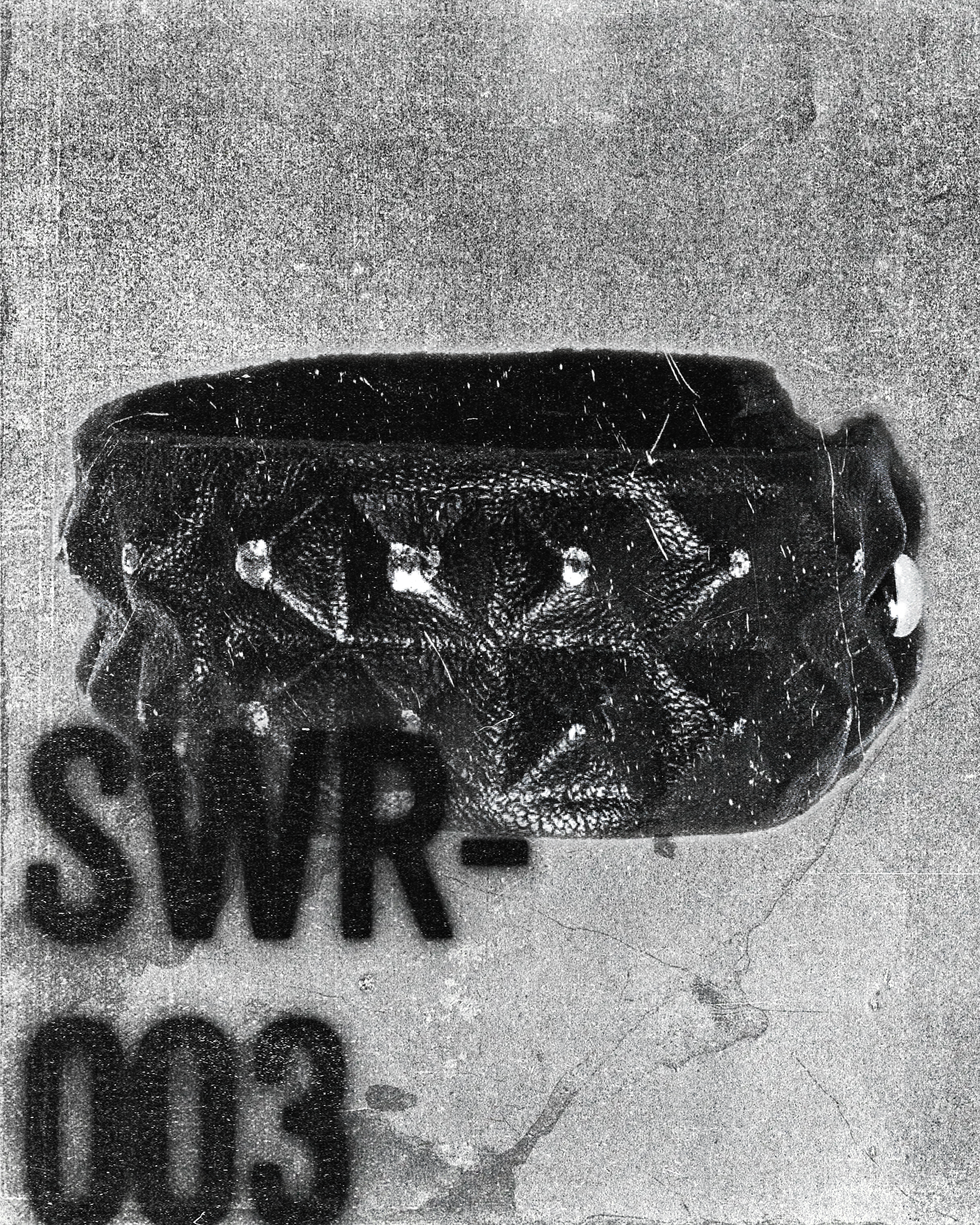 SWR-003/ Exposed Leather Studded Block Bracelet