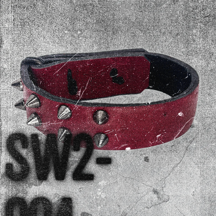 SW2-004 / Red Leather 2-Ring Spiked Bracelet