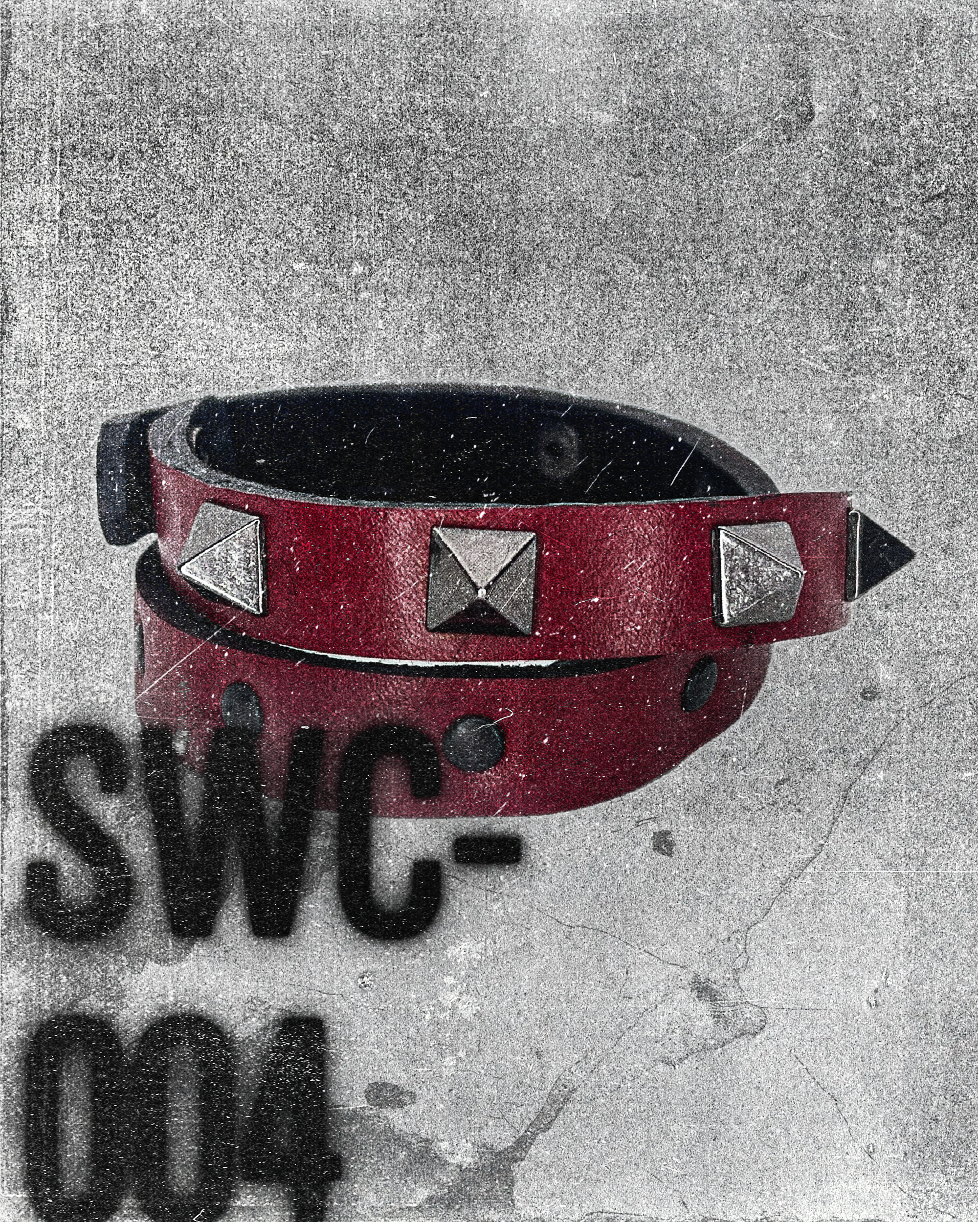SWC-004 / Red Leather Cross Wrap Studded Bracelet