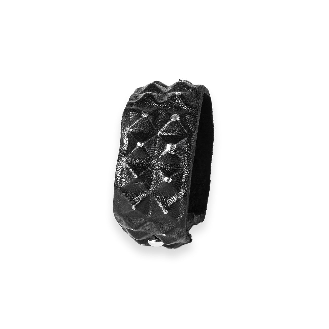 SWR-003/ Exposed Leather Studded Block Bracelet