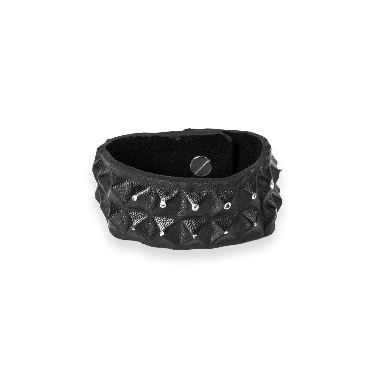 SWR-003/ Exposed Leather Studded Block Bracelet