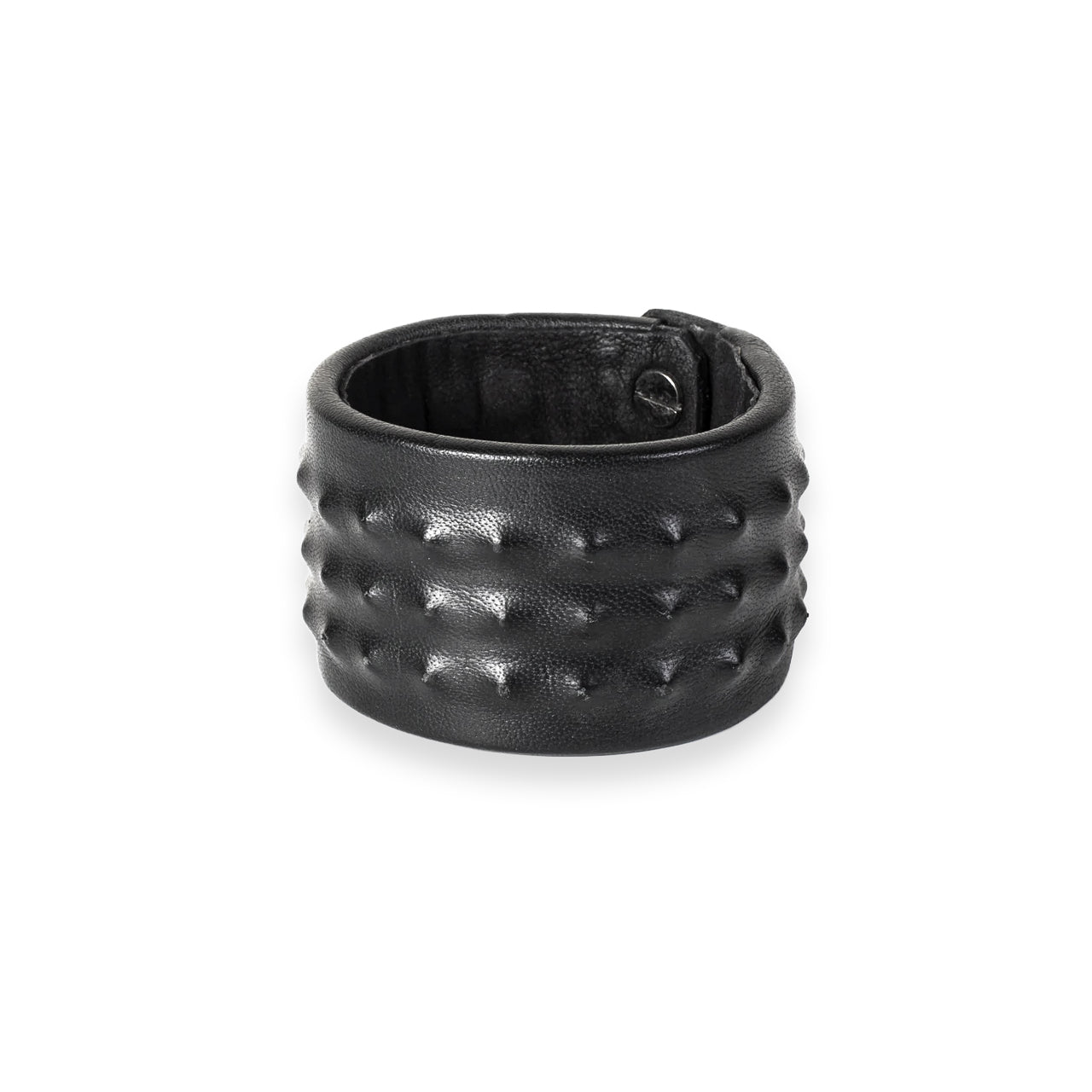 SWM-001 / Wide Masked Leather Spiked Bracelet