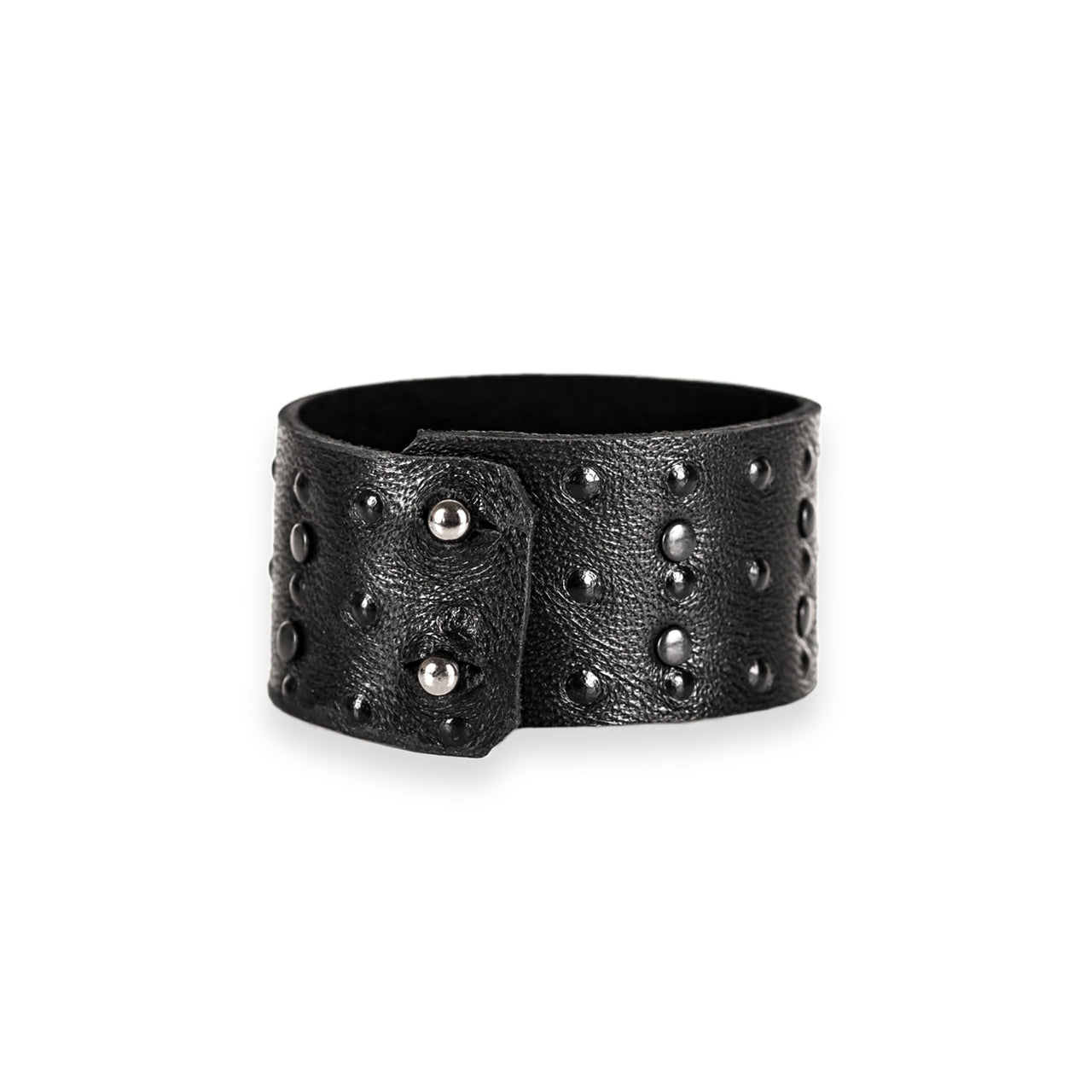 SWE-001 / Wide Embossed Leather Studded Bracelet
