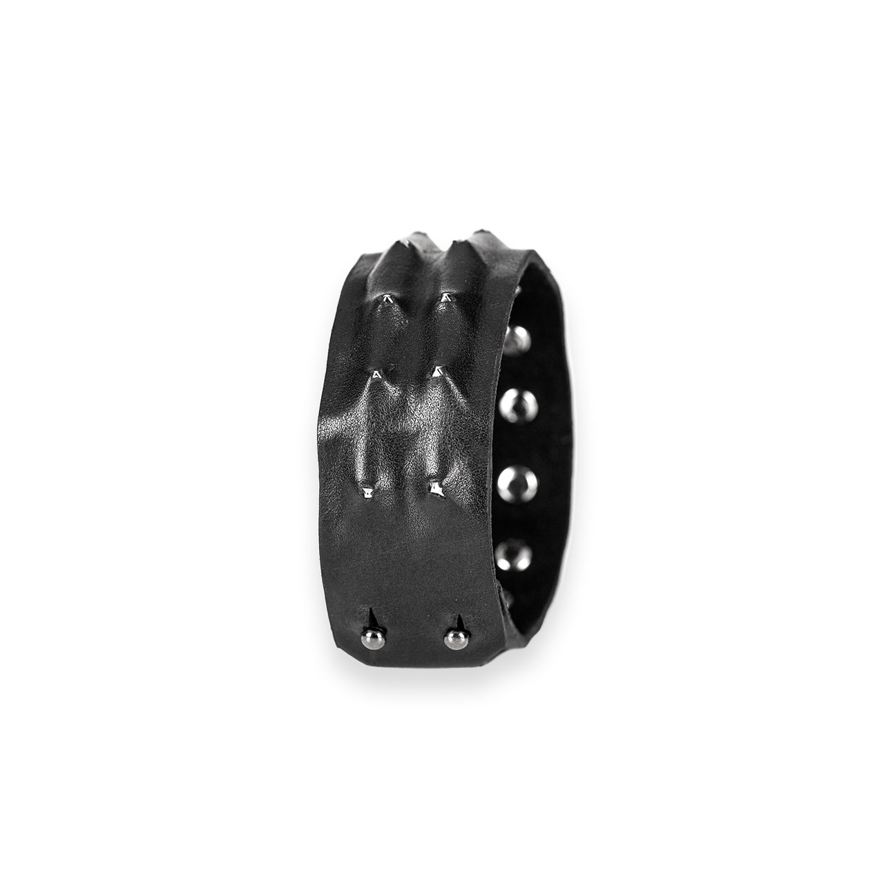 SWR-002 / Exposed Leather Spiked Bracelet