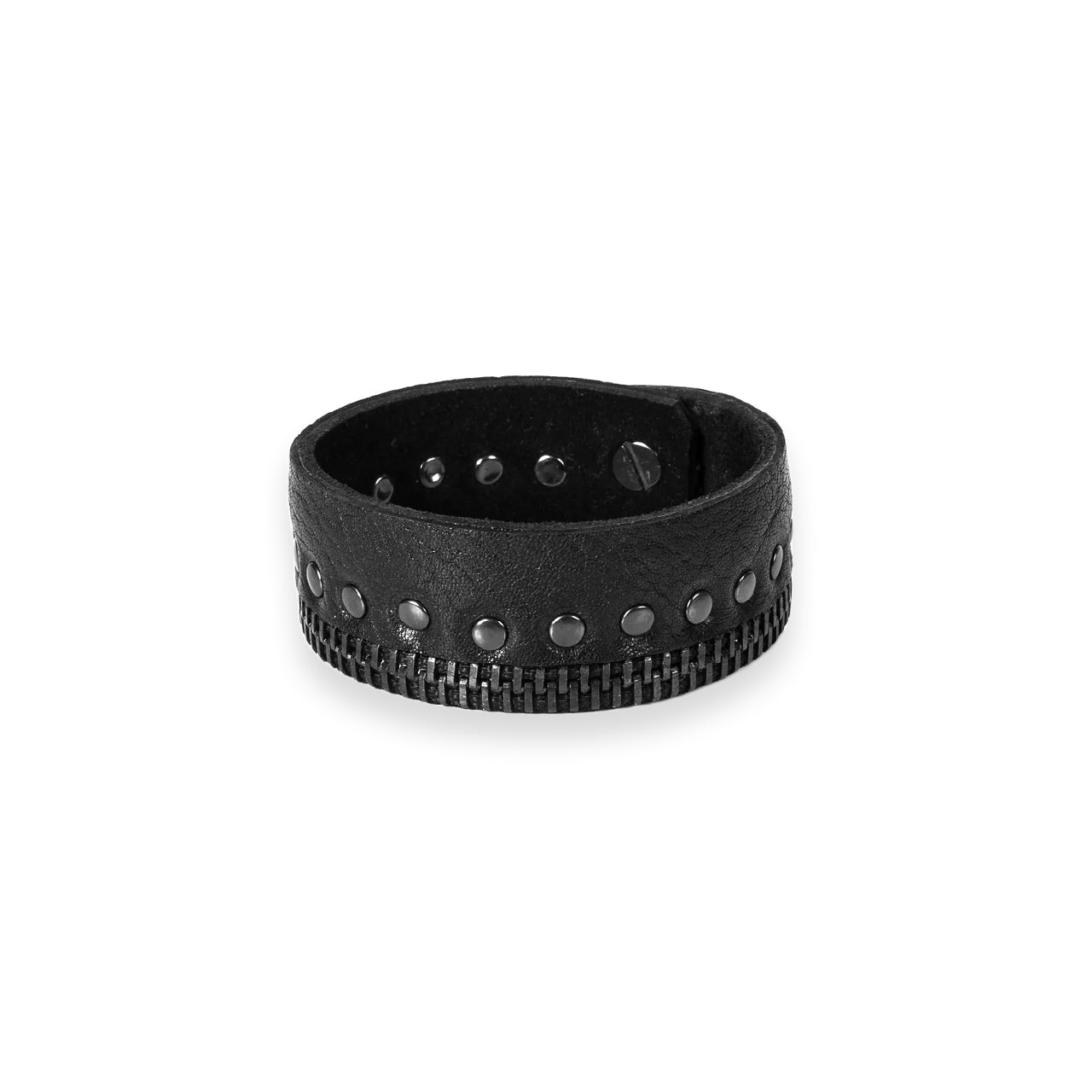 SWZ-001 / Zipper Studded Leather Bracelet