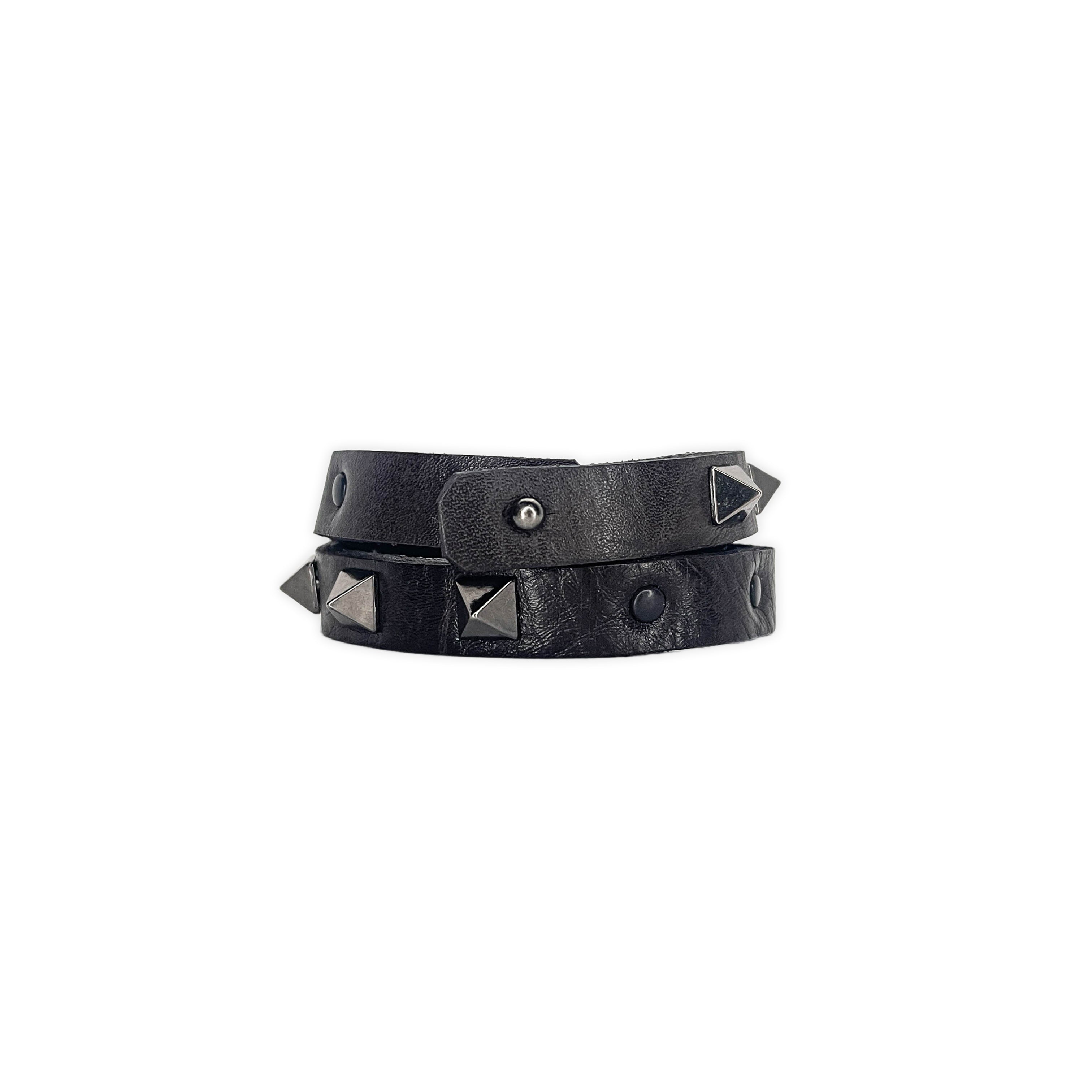SWC-002 / Brown Leather Cross Wrap Studded Bracelet