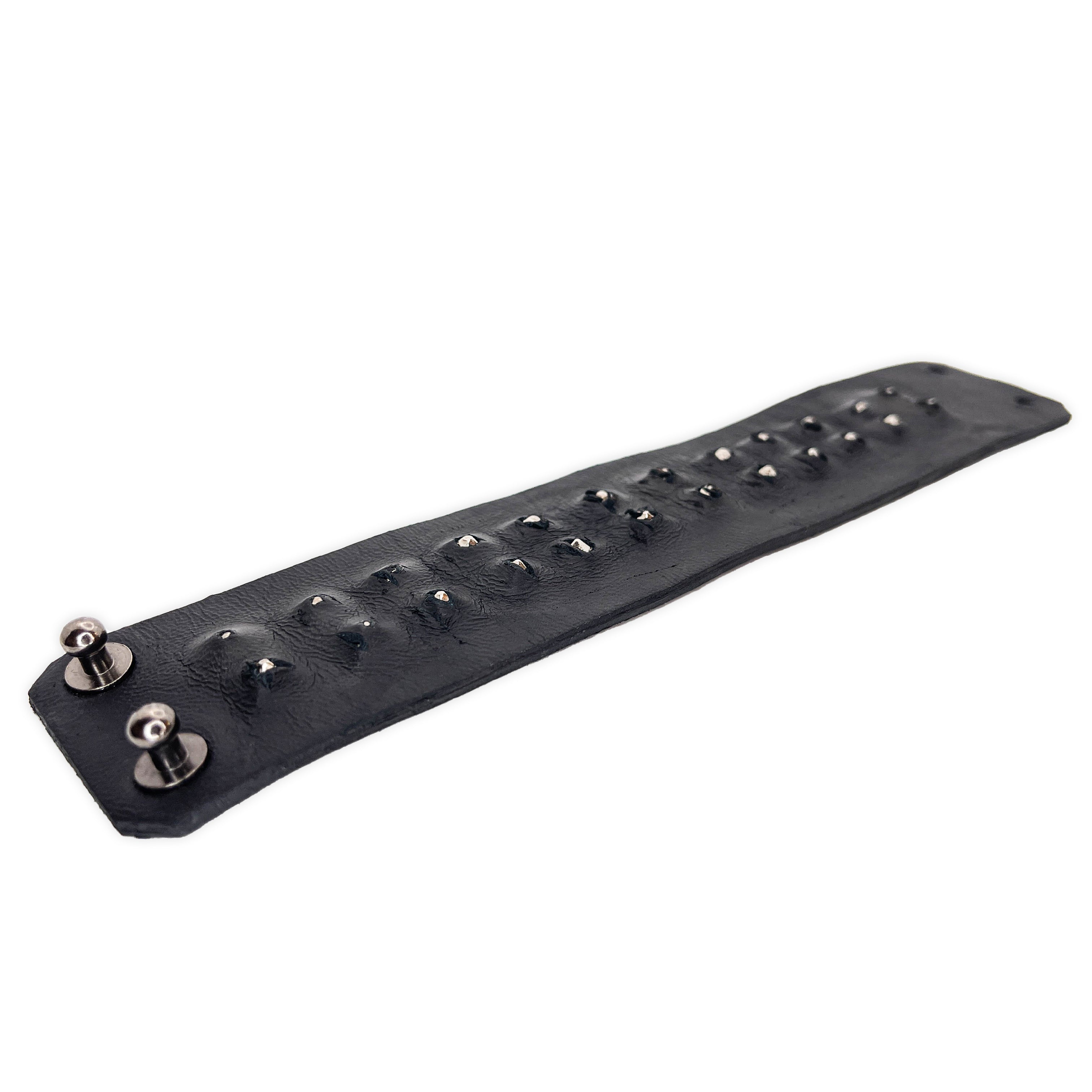 SWR-001 / Wide Exposed Leather Spiked Bracelet