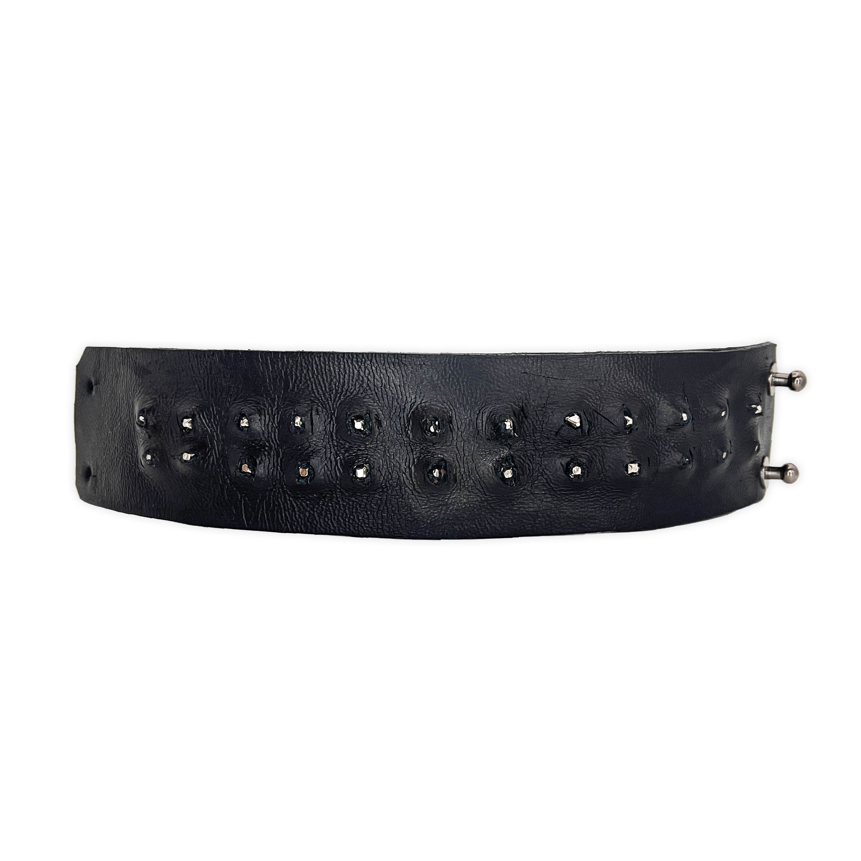 SWR-001 / Wide Exposed Leather Spiked Bracelet