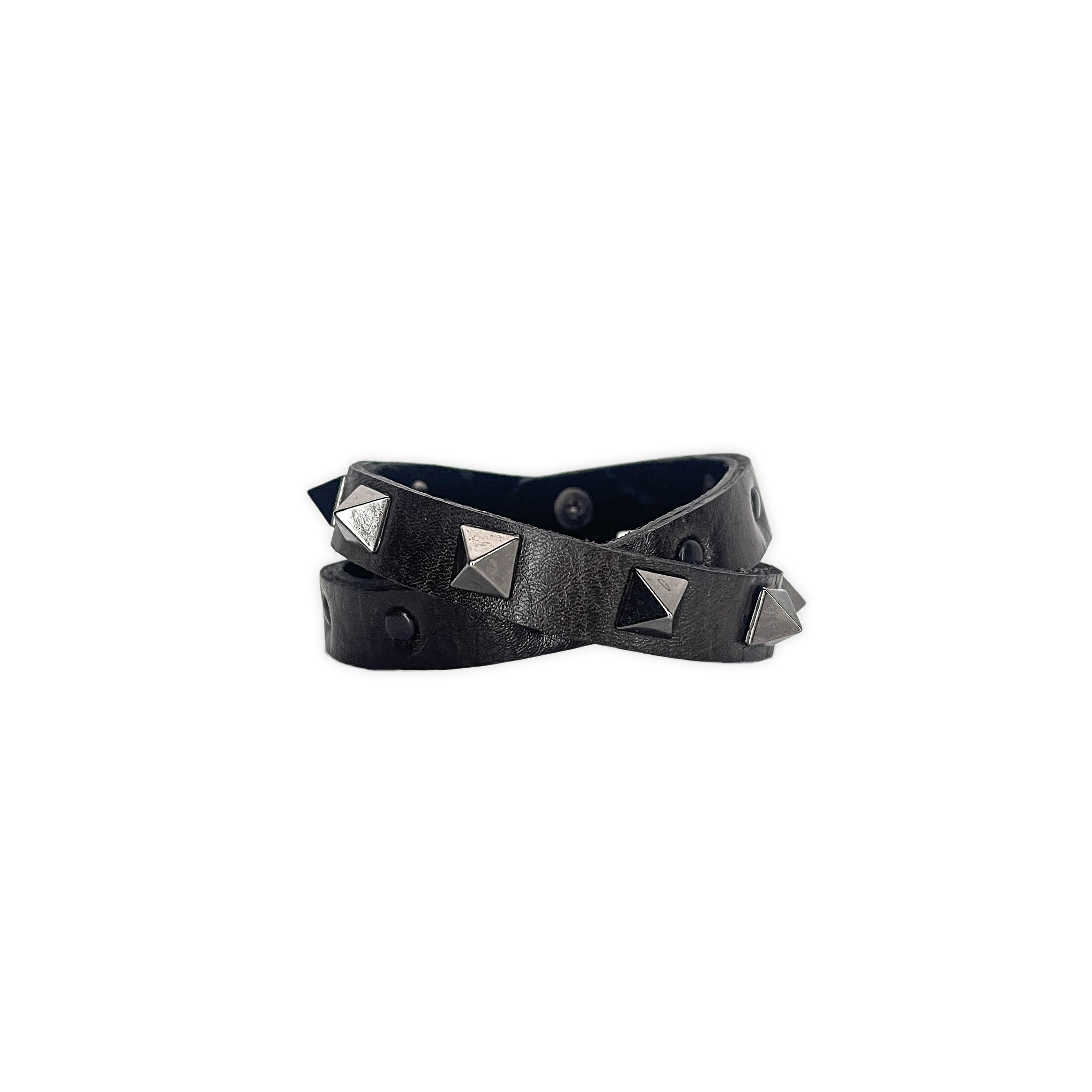 SWC-002 / Brown Leather Cross Wrap Studded Bracelet