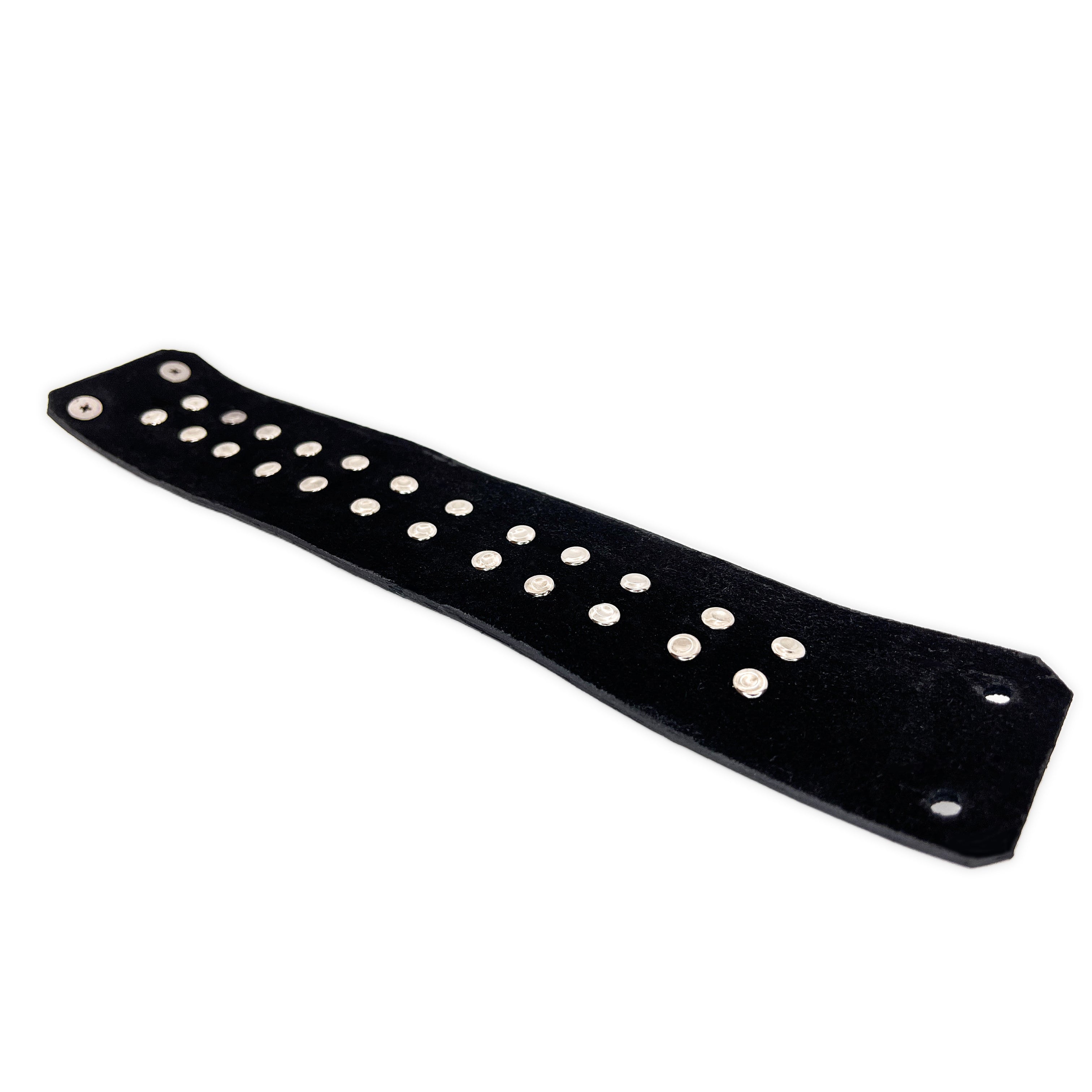 SWR-001 / Wide Exposed Leather Spiked Bracelet