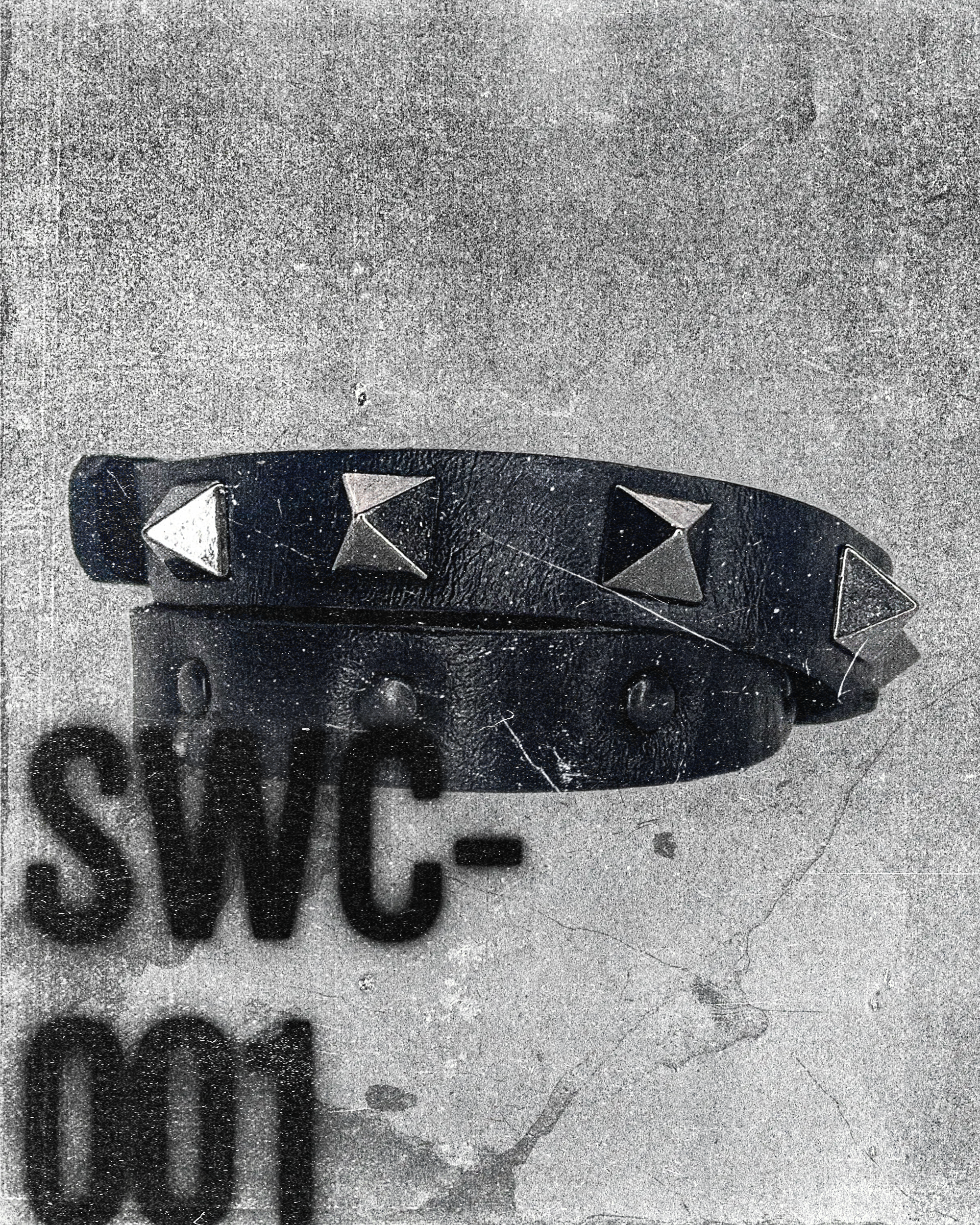 SWC-001 / Black Leather Cross Wrap Studded Bracelet