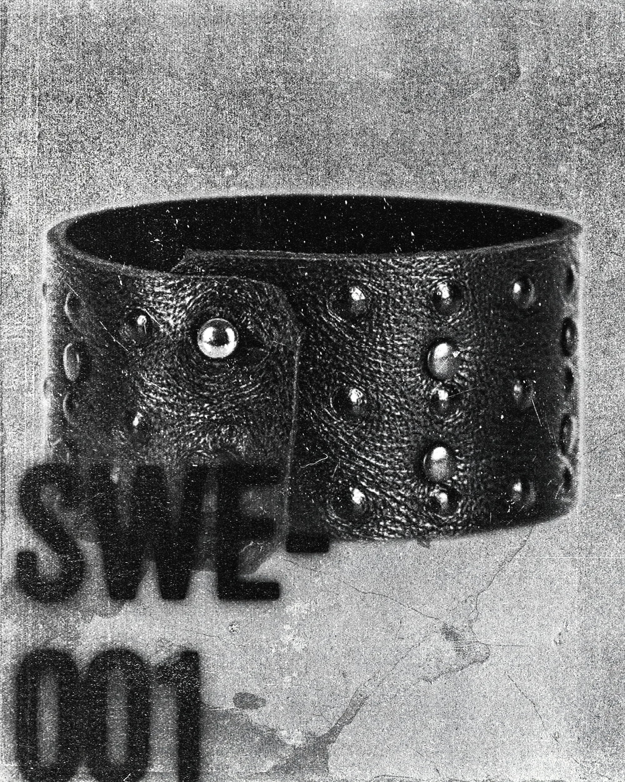 SWE-001 / Wide Embossed Leather Studded Bracelet