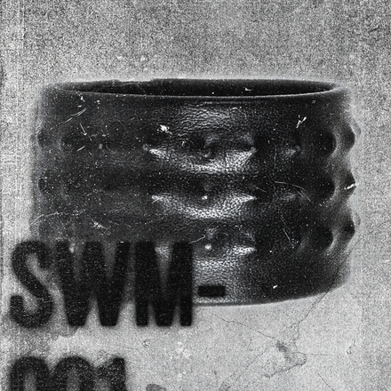 SWM-001 / Wide Masked Leather Spiked Bracelet