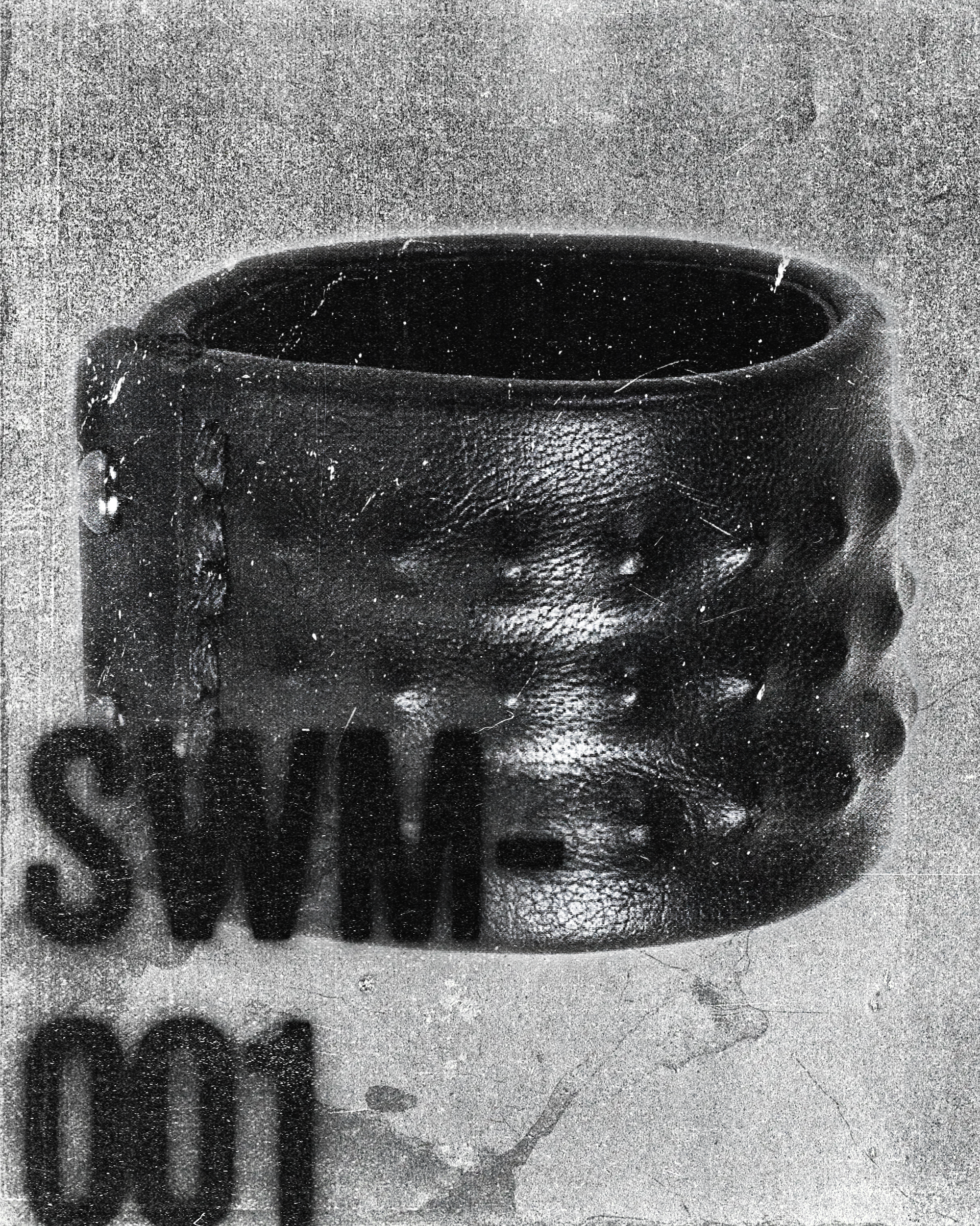 SWM-001 / Wide Masked Leather Spiked Bracelet