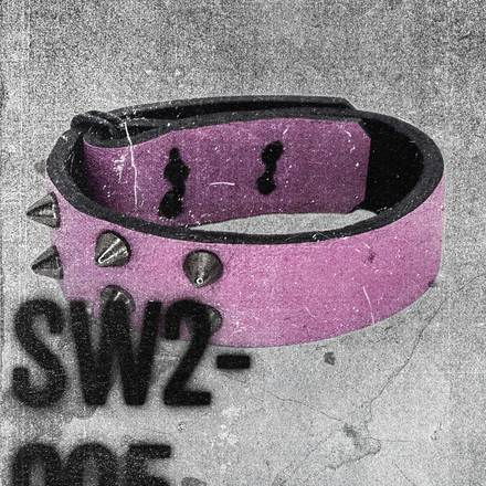 SW2-005 / Pink Leather 2-Ring Spiked Bracelet