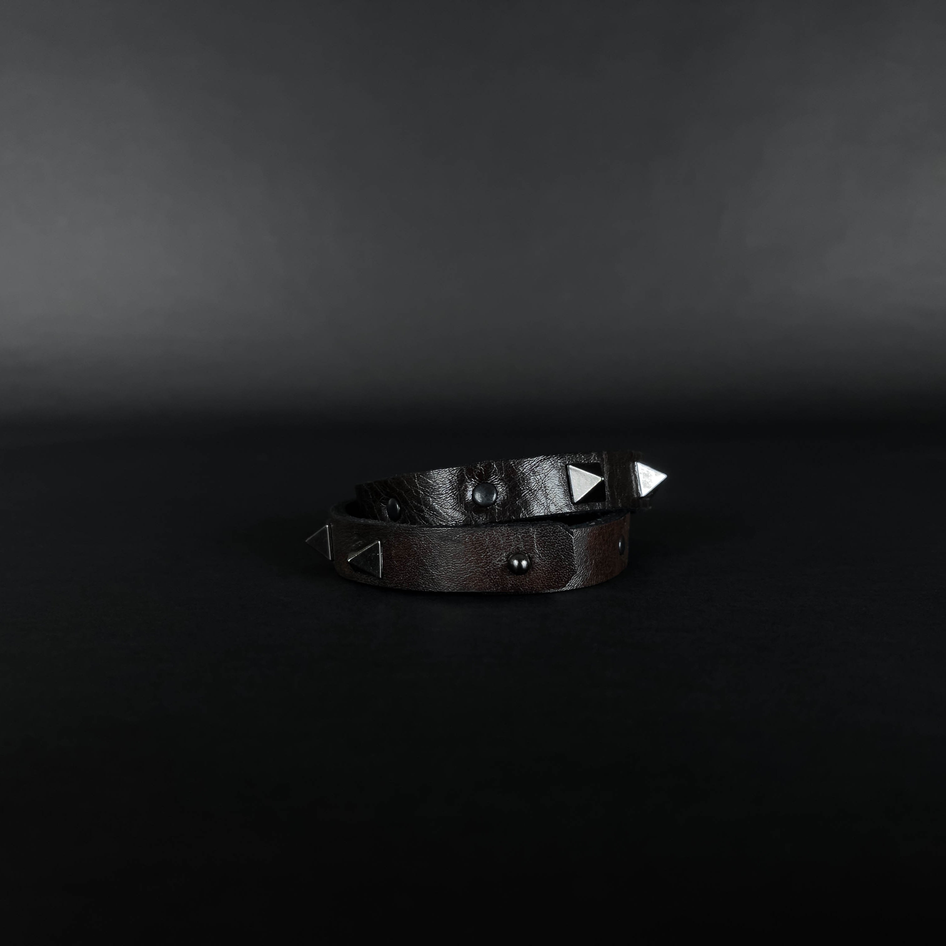 SWC-001 / Brown Leather Cross Wrap Studded Bracelet