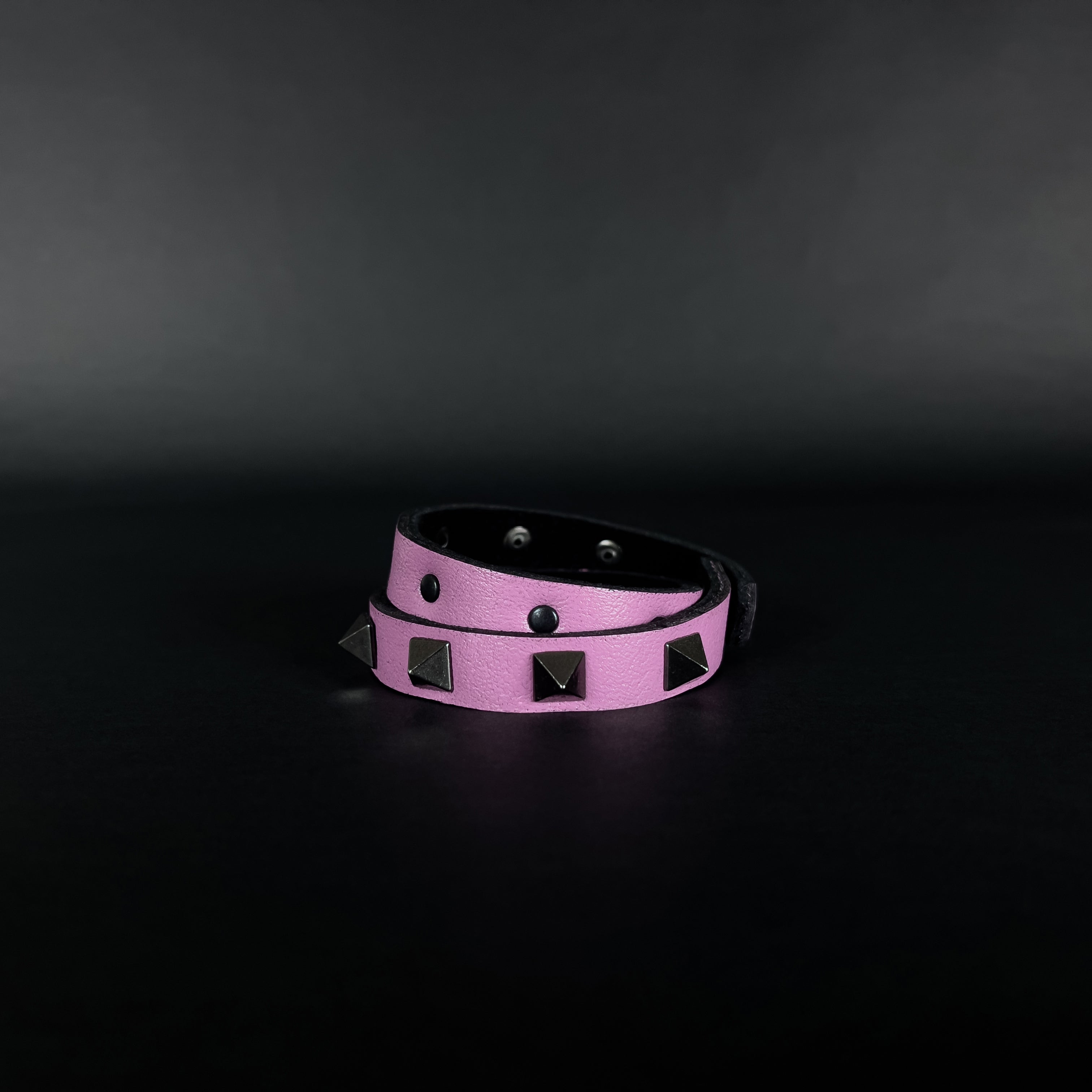 SWC-004 / Pink Leather Cross Wrap Studded Bracelet