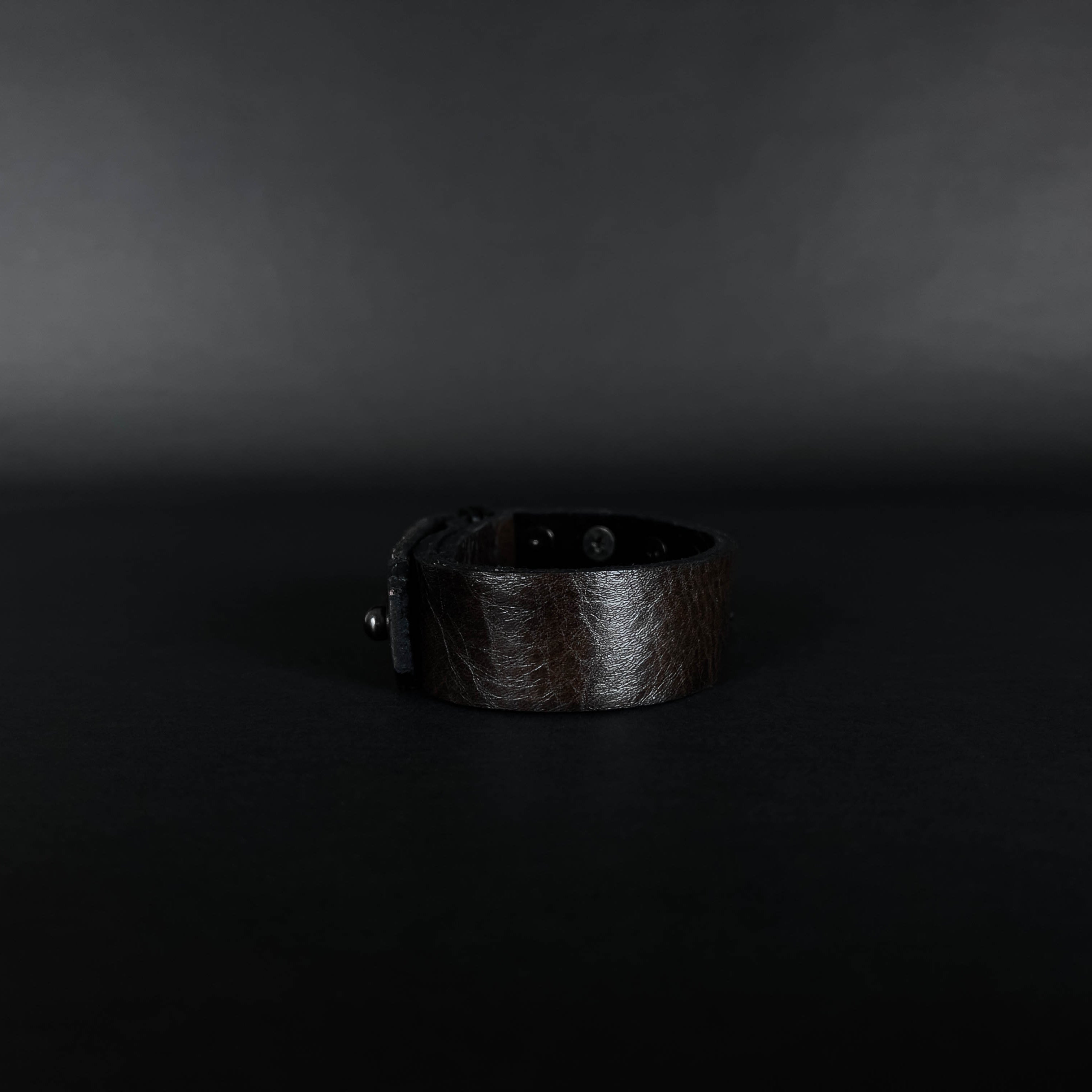 SW2-001 / Brown Leather 2-Ring Spiked Bracelet