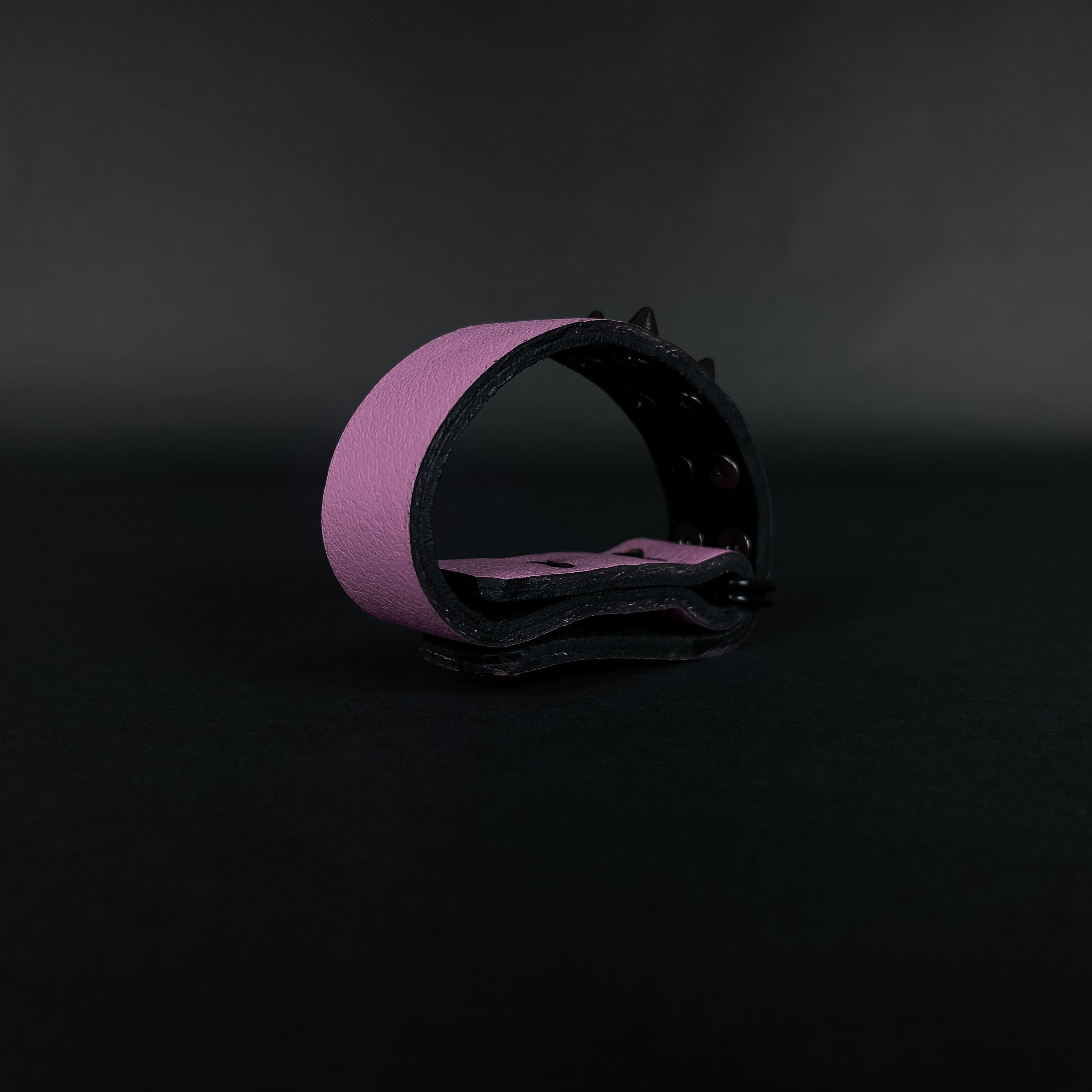 SW2-004 / Pink Leather 2-Ring Spiked Bracelet